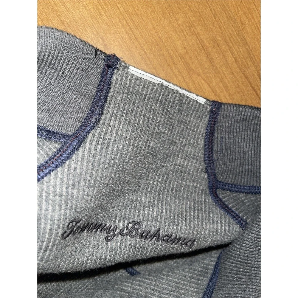 Tommy‎ Bahama Quarter Zip Sweater Men 2XL Gray Long Sleeve Logo Preppy